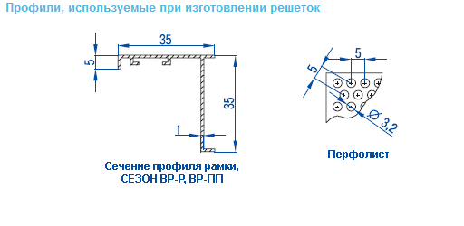 Сечение профиля рамки вентиляционной решетки ВР-ПП
